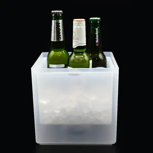 Double Wall Brand Promotion Camping Led Light White Wine Customized Logo Ice Bucket For Nightclub