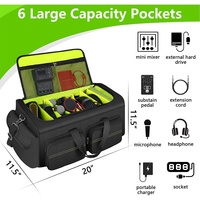 Sac de rangement portable OEM pour DJ, étanche, avec séparateurs détachables, grande capacité, multiples poches, pour câbles, microphones et pédales