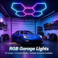 Lampes de garage hexagonales modulaires RGB à assembler soi-même pour garage automobile, sous-sol, showroom de véhicules, éclairage de plafond