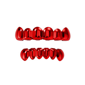Conjunto de Grillz Rojos Lisos Antideslustre de Tendencia 2026 - Joyería Dental para Raperos, Accesorio de Hip Hop para Halloween, Venta al por Mayor - Product Image 5
