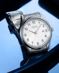 นาฬิกาข้อมือผู้ชาย <span class=keywords><strong>CIVO</strong></span> สแตนเลสสตีล ดีไซน์สวยงาม กันน้ำ 3BAR ระบบควอตซ์ หน้าปัดอะนาล็อก กระจกเรืองแสง ขนาด 41 มม. สายแบบหัวเข็มขัด แฟชั่น - Product Image 3