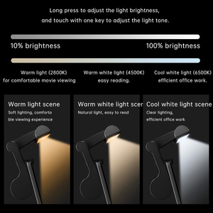 Lampe de lecture portable à suspendre, tactile, 3 températures de couleur réglables, LED à intensité variable, protection des yeux, barre lumineuse pour ordinateur portable - Product Image 5