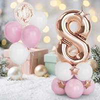 Balon Konfeti Angka 8 Warna Rose Gold 40 Inci Balon Foil Helium Besar untuk Ulang Tahun Wanita dan Anak Perempuan, Baby Shower