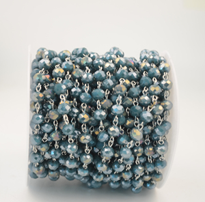 Yiwu-Conjunto de cuentas de cristal Y piedra, 6x8mm, hecho a mano, personalizado, cadena para D I Y joyería - Product Image 2