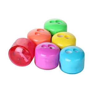 <b>Custom</b> Cute Handheld Small Manual Double Hole Transparent Plastic <b>Pencil</b> Sharpener for Kids 6 Colors Available - Product Image 2