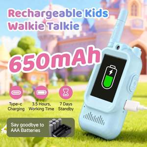 Talkie-walkie vidéo pour enfants de <span class=keywords><strong>2</strong></span> pouces, radio bidirectionnelle avec effets vocaux amusants, jouet rechargeable pour garçons et filles, cadeau d'anniversaire ou de Noël pour l'extérieur - Product Image 4