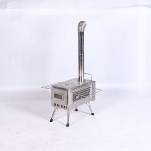 Portable Stainless Steel Wood Burning <b>Stove</b> With Side Viewing Window For Outdoor Camping - Product Image 1