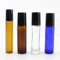 Bouteille de parfum en verre 5ml 8ml 10ml Huile essentielle rechargeable Roll on Bottle avec boule en plastique en verre d'acier inoxydable