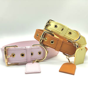 Collier de chien fait à la main de luxe premium réglable en cuir végétalien de couleurs vives - Product Image 2