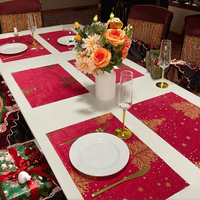 Sets de table réutilisables en feuille d'or écologiques modernes pour Noël, serviettes transfrontalières, décorations de table à manger, isolation thermique en plastique