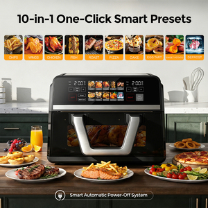 Friteuse à air double panier 3L+7L, écran tactile numérique, antiadhésive, sans huile, avec affichage LCD, appareil de comptoir pour la maison et l'hôtel - Product Image 5