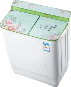 flowers Twin tub semi automatic clothes washing machines of stainless steel tub