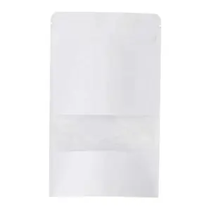 كيس ورقي من ورق كرافت أبيض مطبوع مخصص بدون أسطوانة لتعبئة أكياس الطعام والمكسرات والقهوة والشاي