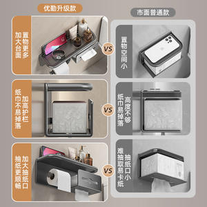 Porte-mouchoirs mural minimaliste 21x12x10cm gris anthracite sans perçage, organiseur de salle de bain - Product Image 2