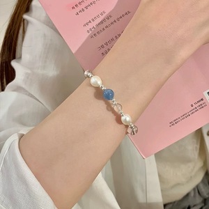 S925 Sterling Silver Aquamarine Pearl Crystal <b>Bracelet</b> For Women Everyday Wear Jewelry Accessory - Product Image 3