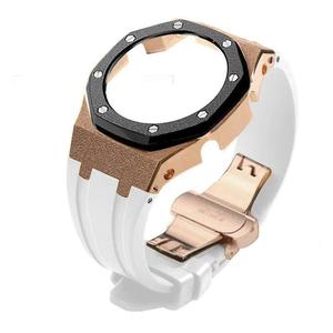 Lionorm ชุด <span class=keywords><strong>GA</strong></span>-2100 Gshock สำหรับ Casio, นาฬิกาสีทองฟรอสต์เคสอะไหล่สายรัดยาง <span class=keywords><strong>B2100</strong></span>สายรัดที่มีสเน่ห์แบบมืออาชีพ - Product Image 3