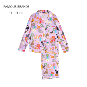 <span class=keywords><strong>Deluxe</strong></span> 100% Biologisch Katoen Op Maat Bedrukt Volwassen Pyjama Lange Broek Pyjama Vrouwen Set Groothandel - Product Image 3