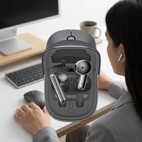 Souris sans fil 2-en-1 avec étui de charge intégré et écouteurs portables – Accessoire informatique