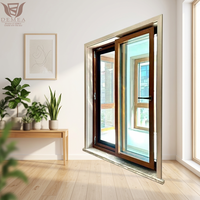 Puerta Minimalista Insonorizada con Diseño Decorativo de Rejilla, Aislamiento de Doble Cristal, Aleación de Aluminio y Madera para Exteriores de Villas de Lujo