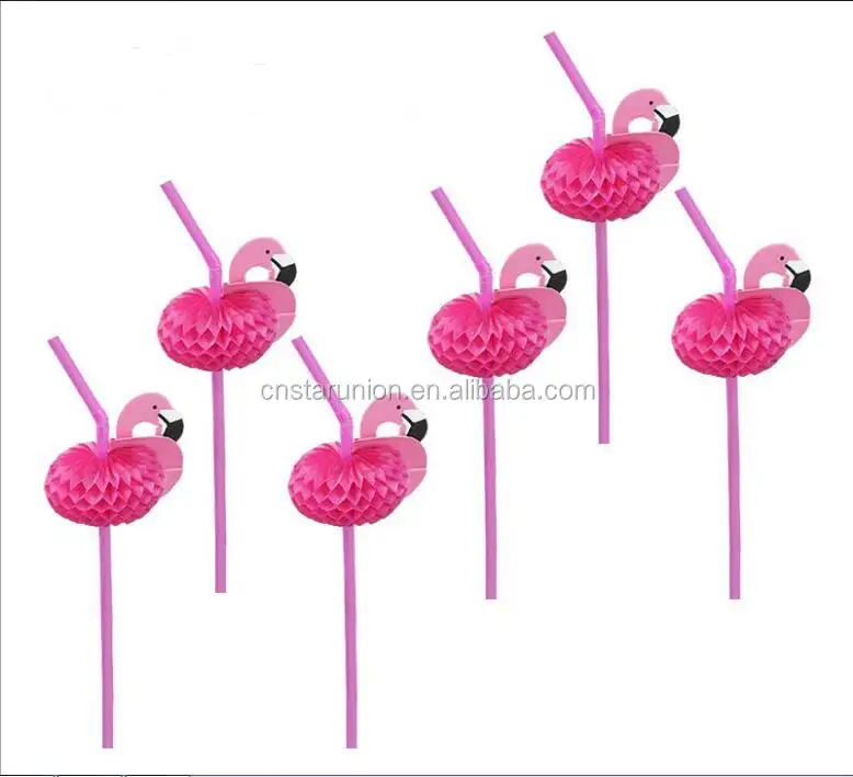 New Paper Straws Set Flamingo Drinking Straws Float Honeycomb Straws Pink Flamingo party supplies tableware bar wine accessories