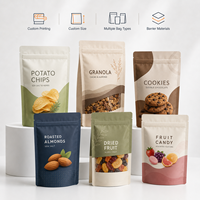 Bolsa de Snacks con Ventana Transparente y Cierre Ziplock, Impresión Digital, Alta Barrera, MOQ Bajo, para Dulces y Frutos Secos