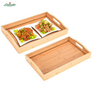 Plateau à thé rectangulaire solide de ménage de palette en bois de bambou écologique et plateau de tasse d'eau plateau en bois - Product Image 4