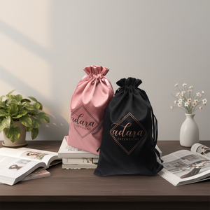 Özel logo boyutu ipek peruk ambalaj toz torbaları İpli hediye çantası kozmetik takı çanta saç için saten kılıf - Product Image 1