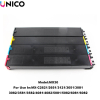 Cartouches de toner compatibles UNICO MX30 pour imprimante laser Sharp MX-C2621 C2651 C3121 C3051 C3081 C3082 C3581 C3582
