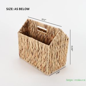 Porte-livres portable personnalisé en jacinthe d'eau du Vietnam avec poignée naturelle pour le rangement de magazines et journaux - Product Image 2