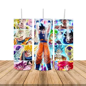 Personalizado japonês dragonball anime aço inoxidável tumbler atacado granel 20 oz duplo murado tumbler com tampa cúpula