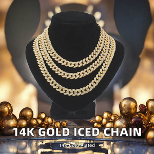 Cadena cubana Iced Out chapada en oro de 14K de aleación de zinc para hombre - Product Image 2