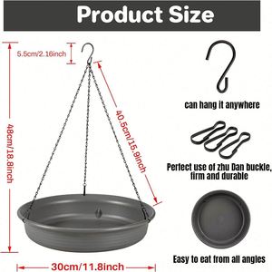 Hanging Bird-Feeder Bird <b>Bath</b> Tray Wildlife Feeder Plate Water Bowl for Outdoors Garden Promotion Gift - Product Image 4