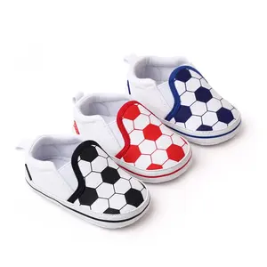 Moda Tendência Algodão Respirável Slip-On Futebol Design Meninos Sapatos De Bebê