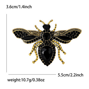 Fashion Alloy Gold Plated Customized Rhinestone Bee Brooch Women's <b>Wedding</b> Engagement Gift Party Crystal Pin <b>Accessory</b> - Product Image 6