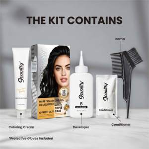 Kit de coloration capillaire permanente en crème personnalisable pour usage domestique, couvrant 100% des cheveux gris, facile à utiliser - Product Image 3