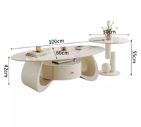 Table basse elliptique en roche éclatée, convertible, durable, portable, petite, de luxe, moderne, pour salon