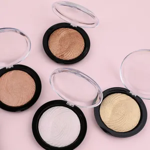 Custom Your Logo Vegan Cruelty Free Single Highlighter Shimmer Compact Make Up Wholesale Face Private Label Highlighter Palette