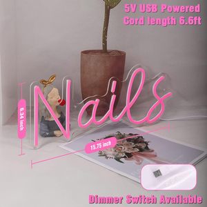 Nails LED Neon <b>Light</b> Sign Pink Steady Glow Desk Wall Decor For Beauty Salon Office Studio - Product Image 2