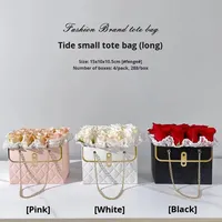 Blumen verpackung Faltbare Geschenk box aus Pappe mit Griff band Richtung Robuste Papp handtasche Papier box Easy Carry Store