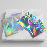 Sacs en mylar hologramme personnalisés emballage de maquillage de bijoux sacs à fermeture éclair holographique transparent en plastique