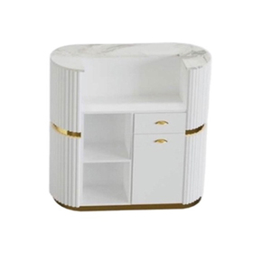Kisen Spa Furniture Reception Counter Front <b>Desk</b> Table with White Marble on Top Size and Color Customizable - Product Image 2