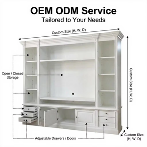 2.6M Extra Large Solid Pine <strong>TV</strong> Entertainment <strong>Wall</strong> Unit Modern Farmhouse Media Center White Pine <strong>TV</strong> Stand with 6-Drawer Storage - Product Image 5