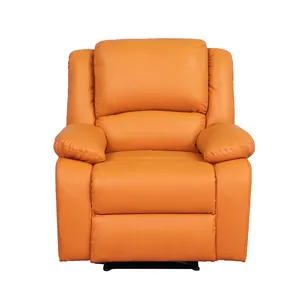 Power Air Leather Sofa Set Furniture Living Room Single Sectional Recliner Sofa Modern Style Hot Sale Orange Color