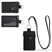 Cartera Delgada Mini RFID Antirrobo con Cordón para Llaves, Organizador de Tarjetas con Múltiples Ranuras, Porta Tarjetas Diario
