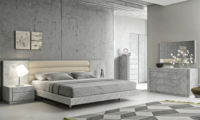 Lit moderne populaire extensible avec rangement, finition grainée, tête de lit décorative à éclairage encastré, mobilier de chambre