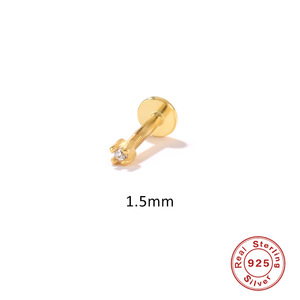 Boucles d'oreilles clous simples à quatre griffes en argent sterling S925, très vendues, pour cartilage, à tête plate et à filetage - Product Image 6