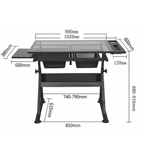 Vente en gros de <span class=keywords><strong>table</strong></span> à <span class=keywords><strong>dessin</strong></span> réglable <span class=keywords><strong>Table</strong></span> de bureau d'art <span class=keywords><strong>Table</strong></span> d'étude de station d'artisanat d'art Dessus en verre trempé - Product Image 6