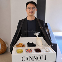 Boîte à cannoli blanche personnalisée NIKA, style portable à suspendre au cou, pour mariages, fêtes, événements, plateau à glaces, tiramisu, gâteaux