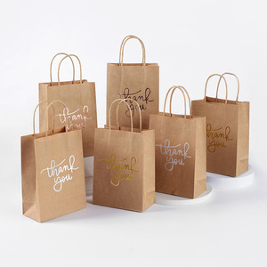 Tùy chỉnh tốt cấp thực phẩm đáy phẳng Cảm ơn bạn Takeaway <span class=keywords><strong>Kraft</strong></span> túi giấy để đi Nâu giấy ăn trưa túi với logo - Product Image 1