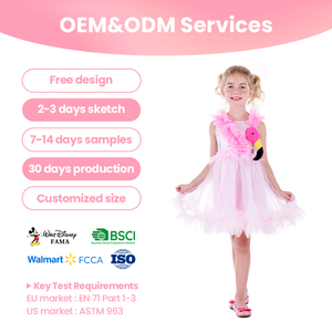 Robe en tulle <span class=keywords><strong>rose</strong></span> certifiée EU EN71, <span class=keywords><strong>costume</strong></span> <span class=keywords><strong>de</strong></span> <span class=keywords><strong>flamant</strong></span> <span class=keywords><strong>rose</strong></span> avec détail d'oiseau en peluche pour spectacle <span class=keywords><strong>de</strong></span> scène, 100% polyester - Product Image 1